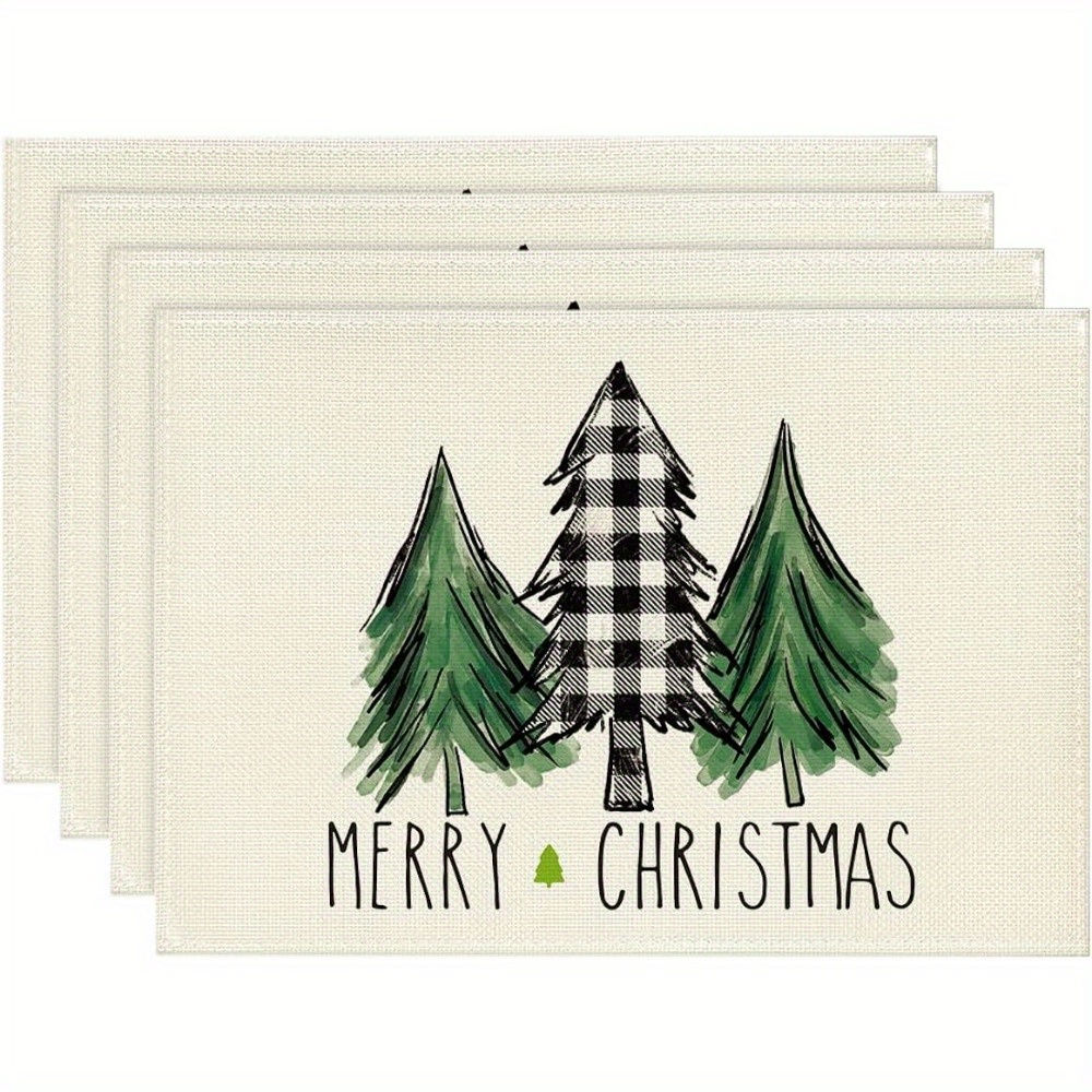 Linen Placemats Merry Christmas Theme Placemats Set Xmas - Temu