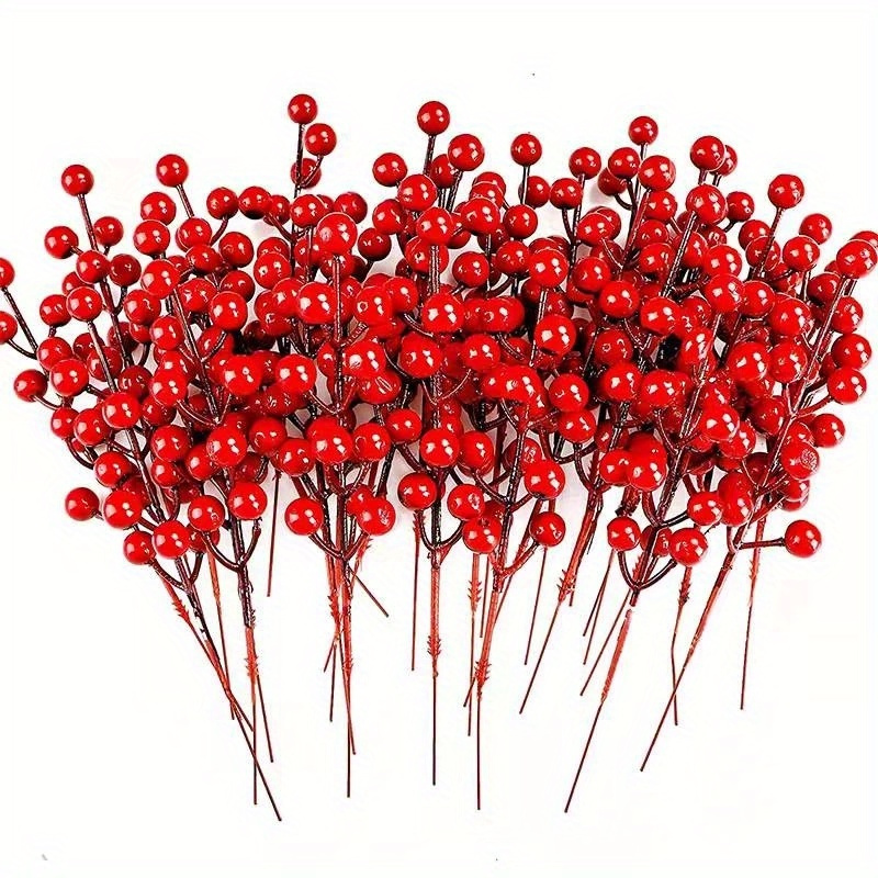 30Packs Artificial Red Berry Stems Holly Berry Branches Fake Burgundy Berries  Picks for Christmas Tree Xmas Wreath Decorations Floral Holiday Home DIY  Crafts Decor