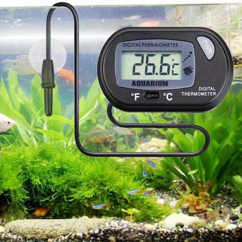 1pc Termómetro de acuario para pecera de peces Reptiles Tortugas Ventosa  Buceo Caja de mascotas con sonda Termómetro electrónico resistente al agua