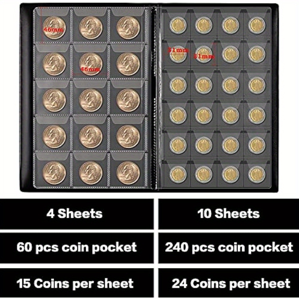 HNBTX Portamonete Collezione,Album per Monete da Collezione, Album Monete  da Collezione Euro,20 Pagine (360 Scomparti 3cm-4cm) con Zip : HNBTX:  : Giochi e giocattoli