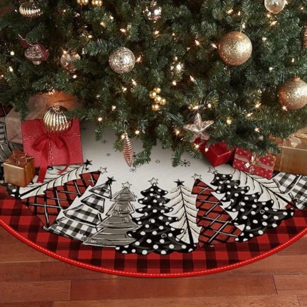 36 Inch Black and White Buffalo Plaid Christmas Tree Skirt, Checkered Tree  Skirt Mat with Tassel Decor for Xmas Holiday Rustic Vintage Decoration