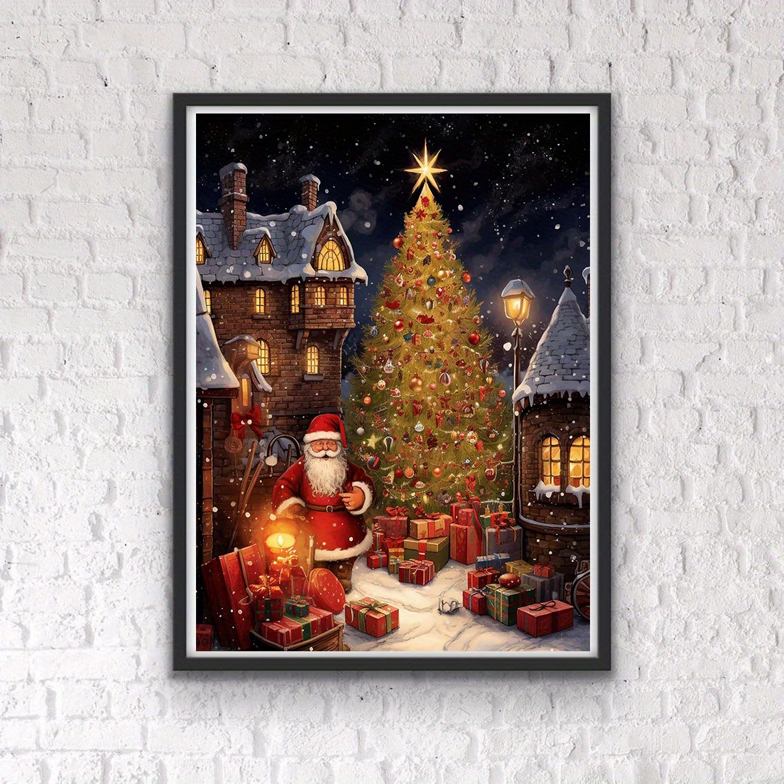 Christmas Artificial Diamond Painting Kit 3D Painting DIY Christmas Diamond  Art Ornaments Santa Claus Diamond Painting Mosaic Kits Home Decor Wall Art