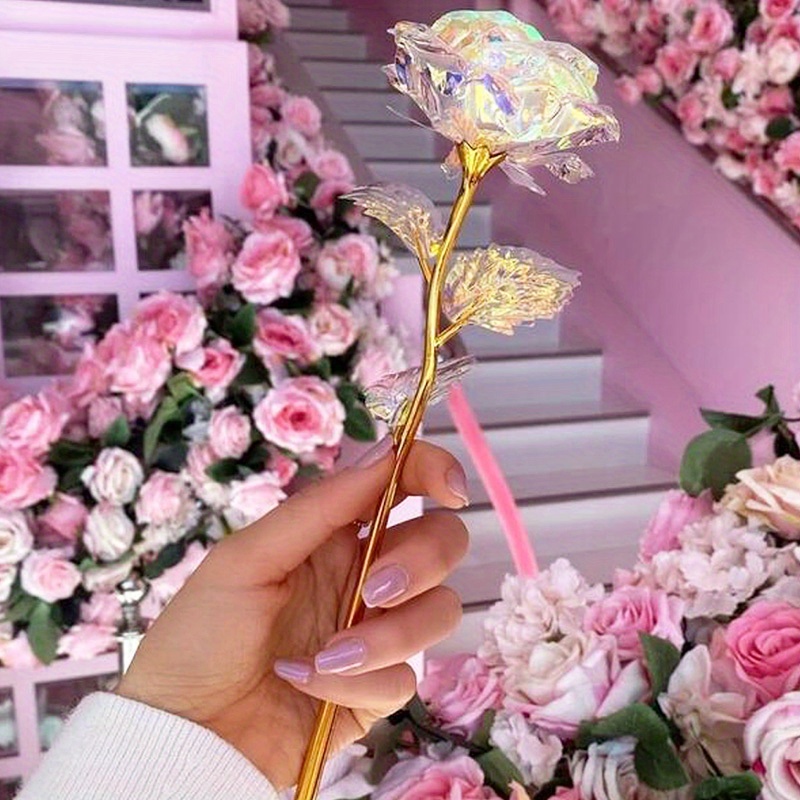 Gorgeous Metallic Artificial Flower Long Golden Fake Rose - Temu