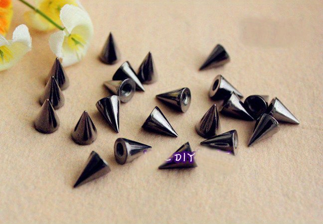 100pcs Black/Gold/Silver Cone Studs And Spikes DIY Craft Cool Punk Garment  Rivets For Clothes Bag Shoes Leather DIY Handcraft