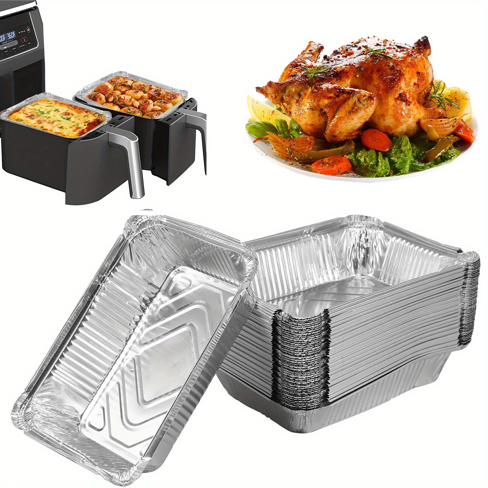 Aluminum Foil Tin Tray Box Air Fryer Multipurpose Kitchen Tools - Temu
