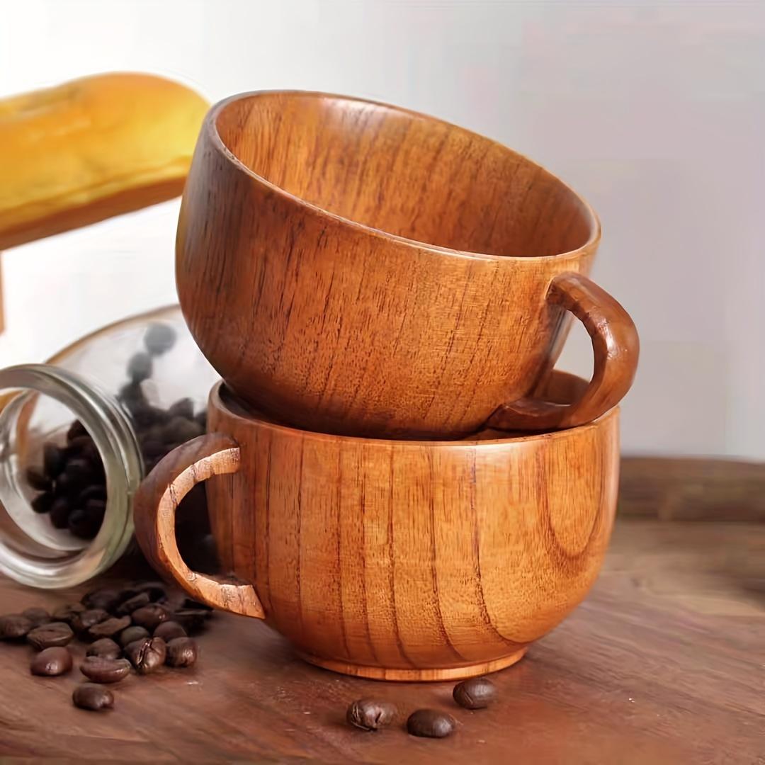 Handmade Wooden Coffee Cups, Natural Wood Milk Cups With Handle, Perfect  For Coffee Or Tea, Ideal For A Cozy And Rustic Drinking Experience - Temu