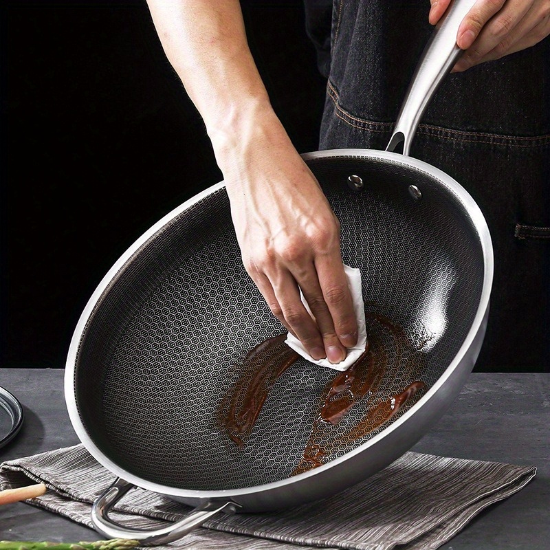 Honeycomb Coating Non stick Wok Stainless Steel Wok Kitchen - Temu