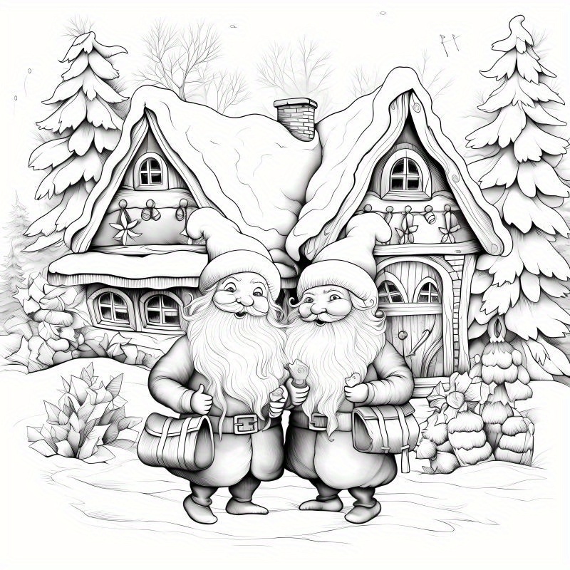 (Original, Upgraded, Paper Thickened 20 Pages, 40 Pictures Double-sided  Printed, 7.87x7.87inch) 1pc Gnome Man Christmas Paradise Coloring Book,  Adult