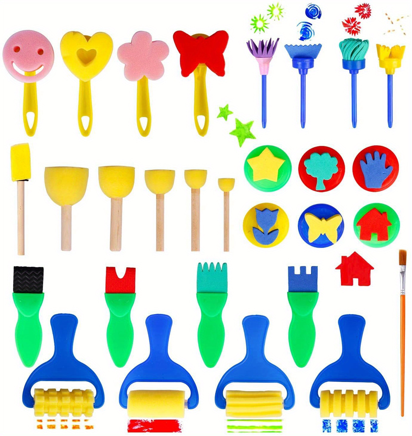 6pcs Toddlers Painting EVA Stamps with Handle Early Educational