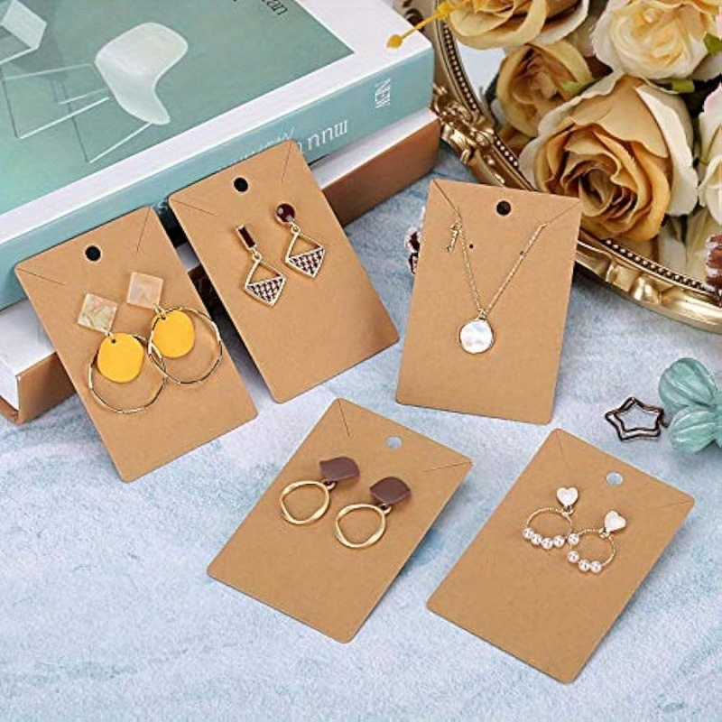 100pcs/set Jewelry Display Cards Bracelet, Earring, Necklace Display Cards,  Sturdy Brown Jewelry Card Holder For DIY Jewelry And Crafts Making