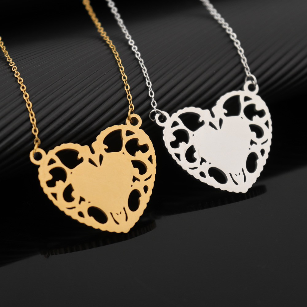 1pc Stainless Steel Heart Shaped Pendant Necklace For Women