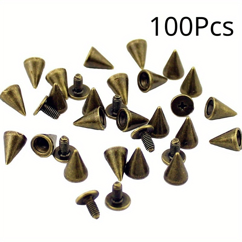 100pcs/set Silver Cone Studs And Spikes DIY Craft Cool Punk Garment Rivets  For Clothes Bag Shoes Leather DIY Handcraft