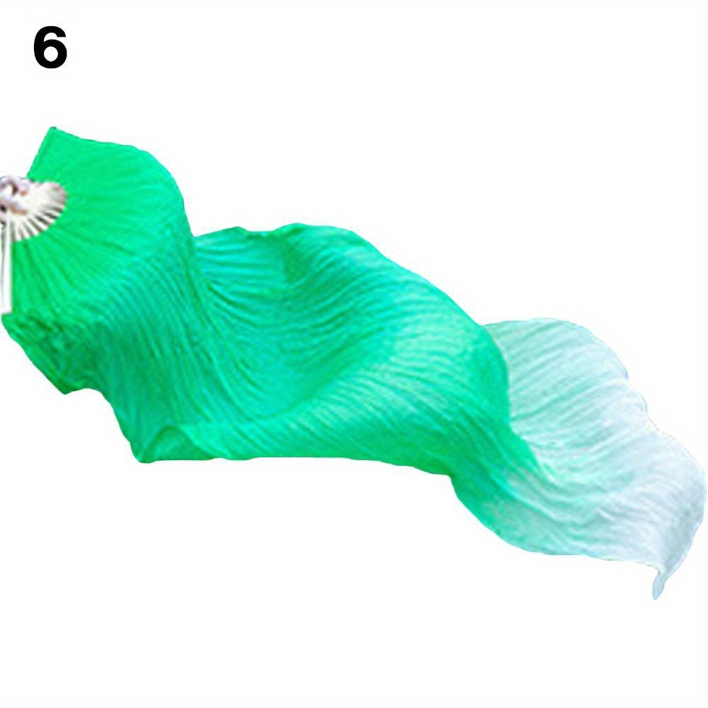 Women Belly Dancing Fan Gradient Long Silk Dance Fan Veil