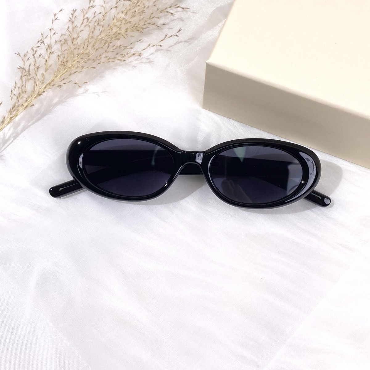 Vintage Oval Black Plastic Sunglasses,Temu