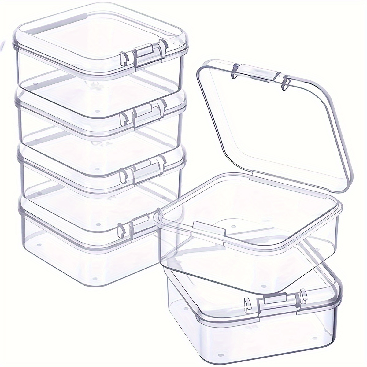 Square Clear Plastic Bead Storage Containers Box Case With Flip-up Lids For  Items Pills Herbs Tiny Bead Jewelry Findings And Other Small Items - Temu