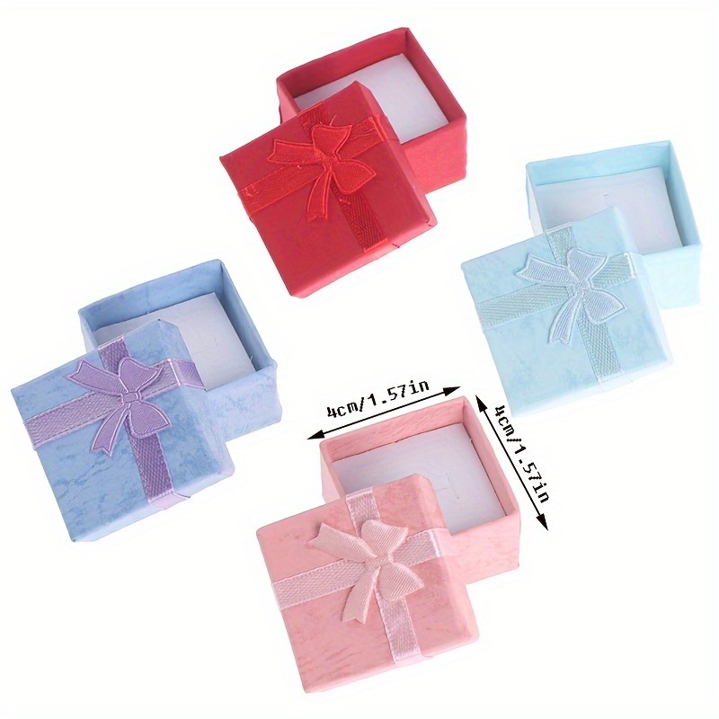 Square Cardboard Bowknot Jewelry Boxes For Ring Earring - Temu
