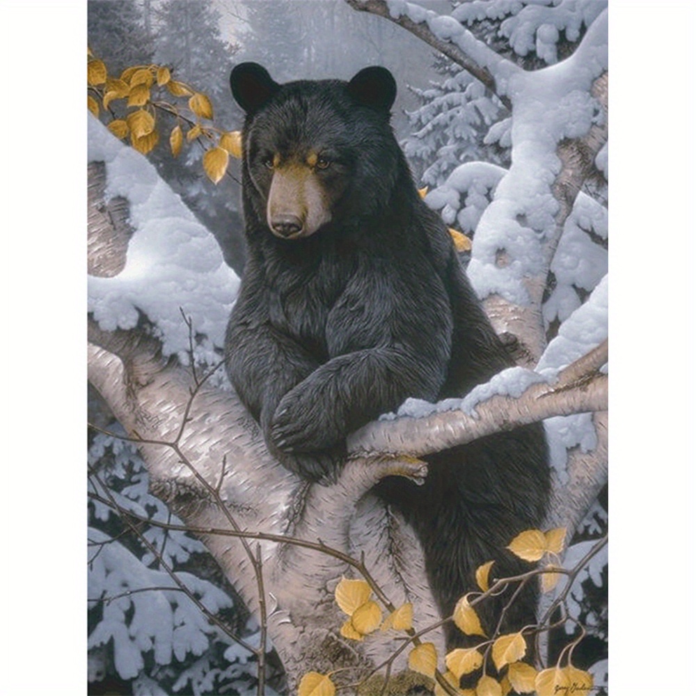 Full Square Diamond Canvas Bear Animals Home Wall Decor 5d - Temu