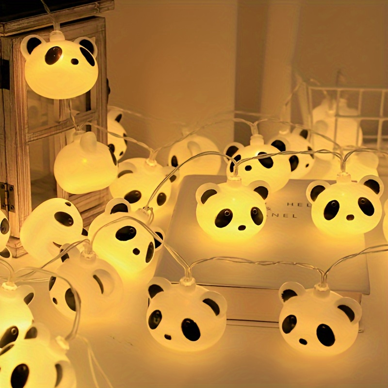 1 Piece 1.5m/5ft 10-light Panda String Lights Powered By 2 AA Batteries (not Included)，Decorative String Lights for Yard, Street, Party Christmas