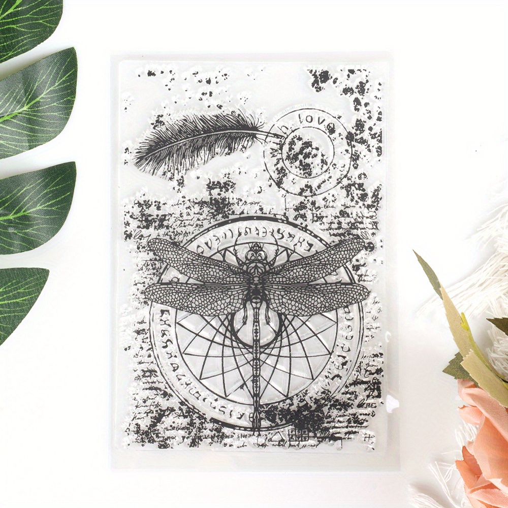 Dragonfly Flower Seal Stamps Diy Transparent Stamps For - Temu