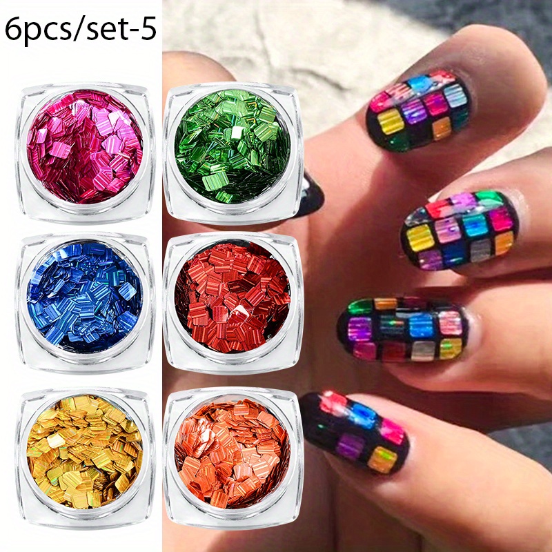 Herrnalise 1 Box Holographic Nail Glitter Powder Nail Art Flakes Decoration Chrome Nail Dust Tip Manicure