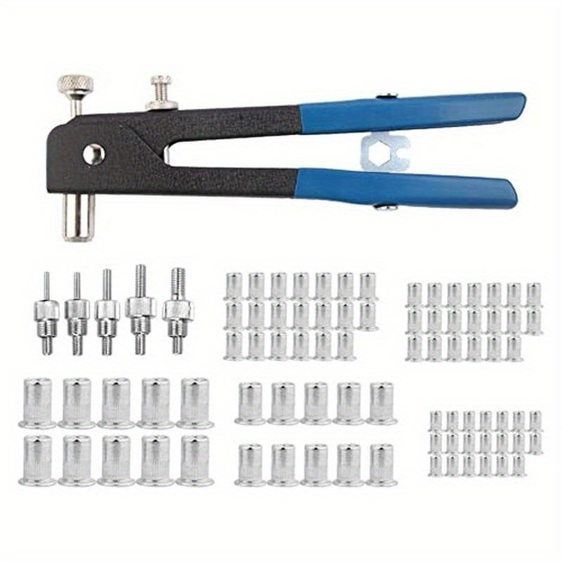Kit d'outils d'écrou de rivet à main riveteuse aveugle à main avec mandrin  5 pcs 6-32,8-32,10-24,1/4-20,5/16-18