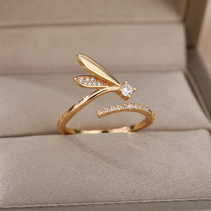 Chic Wrap Ring Trendy Butterfly Design Paved Shining - Temu