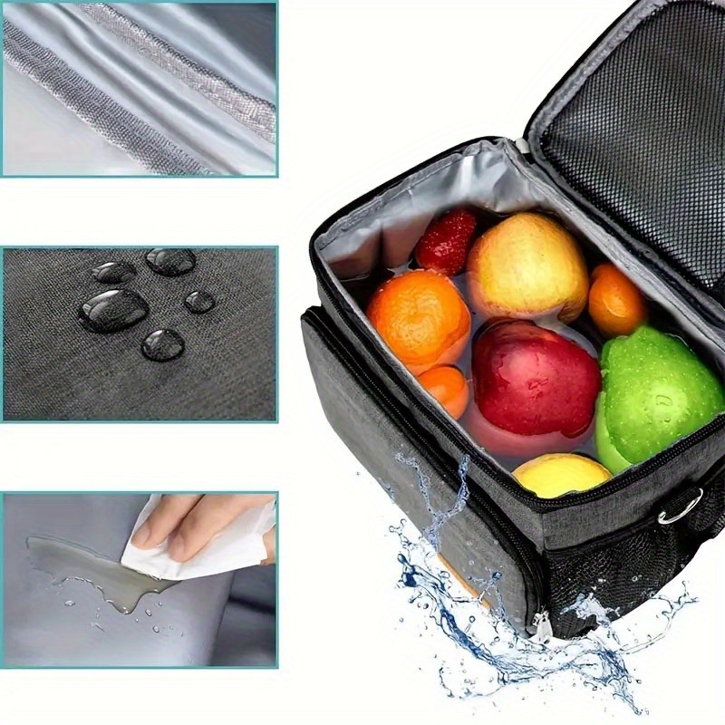 1pc Adjustable Strap Lunch Bag With Large Capacity And Multiple Functions,  Insulated Tote Bag For Bento Box