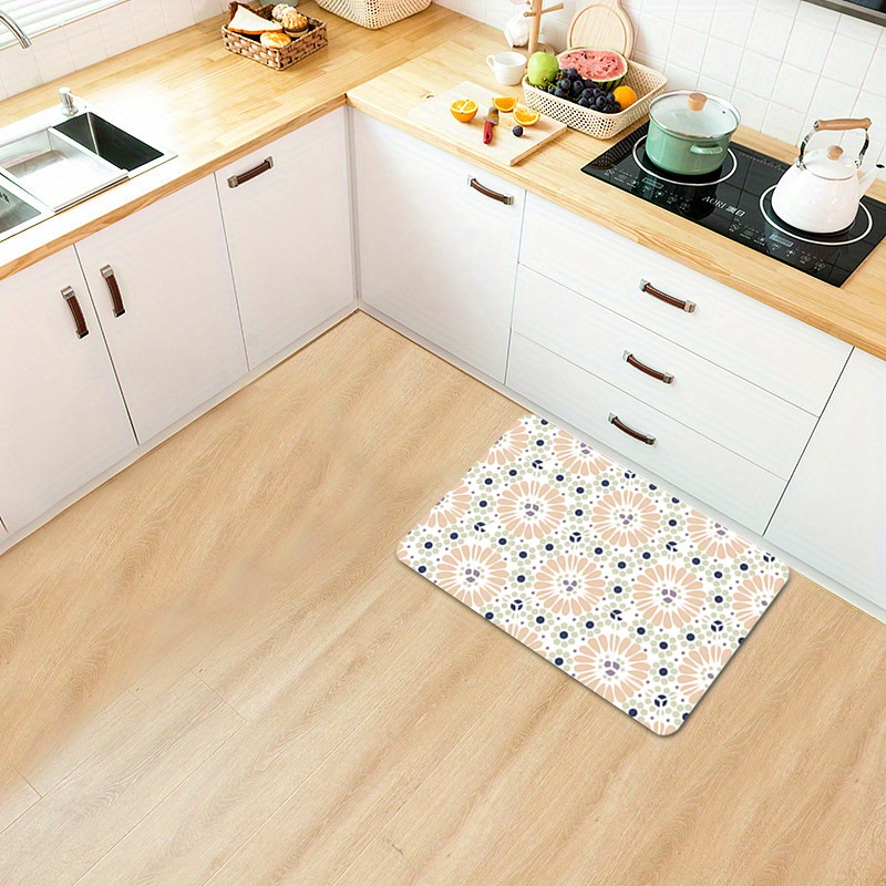 Leaves Pattern Kitchen Carpet Waterproof Oilproof Home Entrance