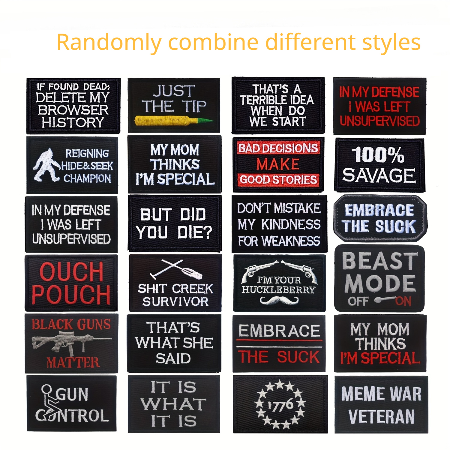 3/5/9pcs Random Style Funny Inspired Tactical Patch Hook, Embroidery  Patches Applique Morale Patches Hook & Loop For Vest Harnesses, Hat,  Backpacks, J