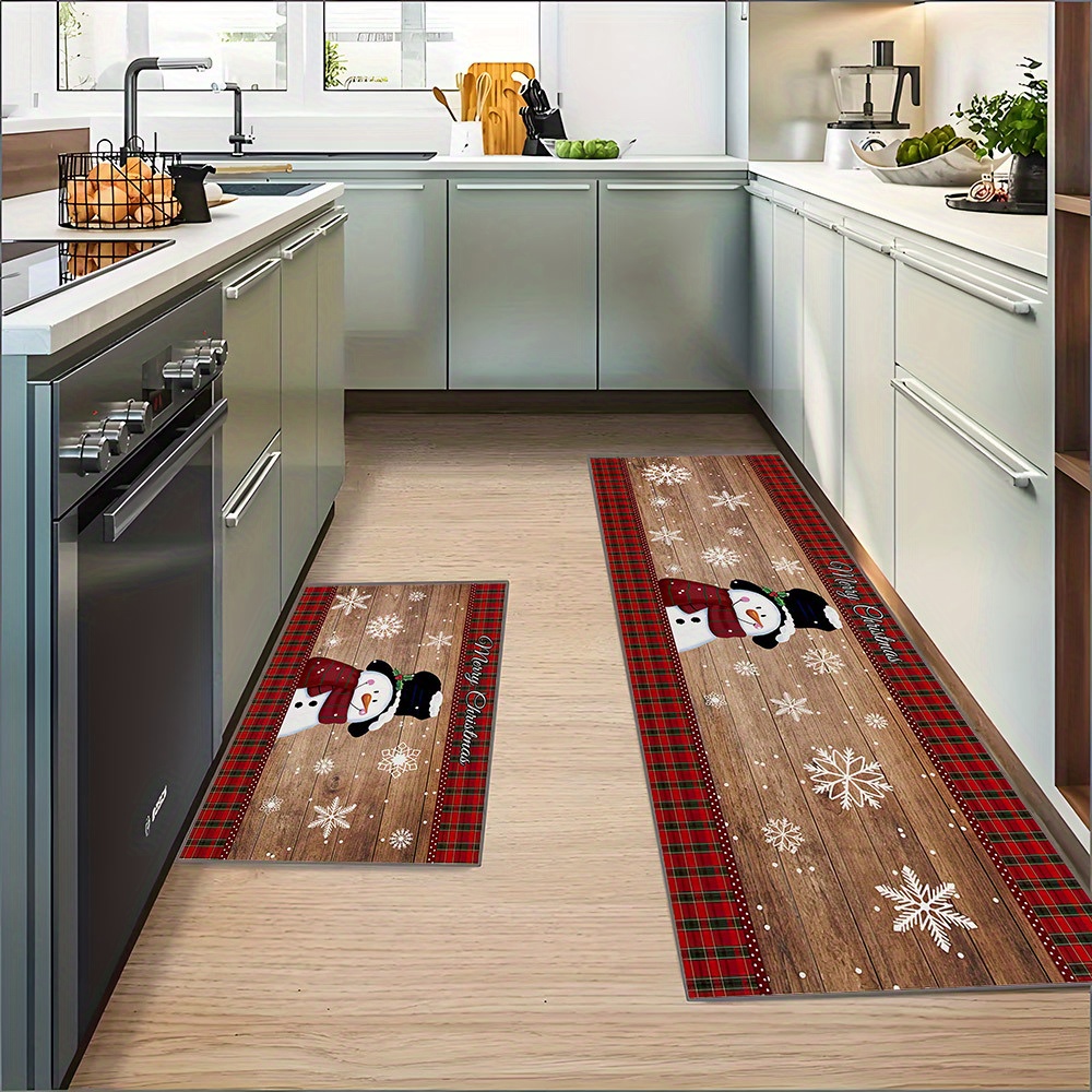 Christmas Festive Kitchen Rug Stain Resistant Waterproof - Temu