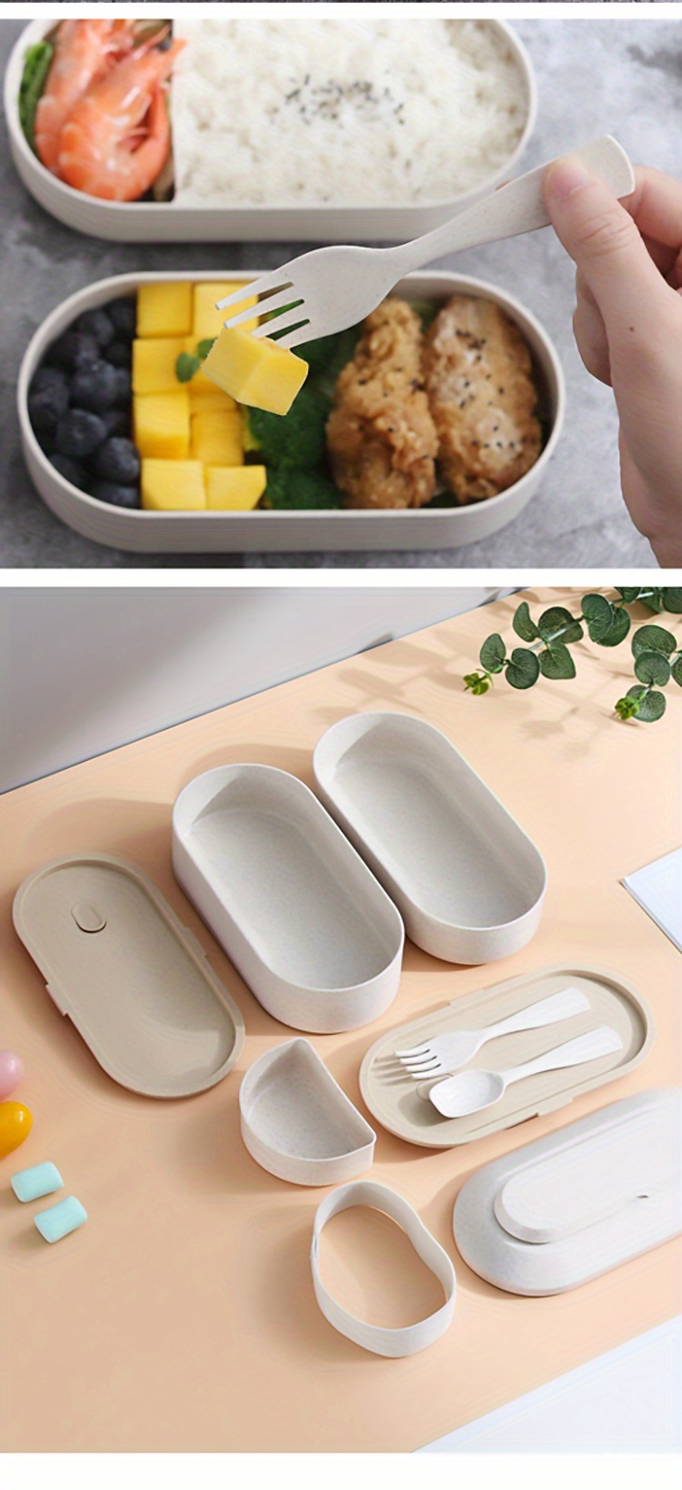 2 Cajas Apilables Bento Lonchera Para Adultos Contenedor De - Temu