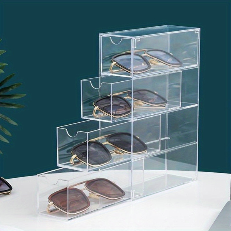 1 Stück Transparente 4-lagige Brillen Aufbewahrungsbox, Große