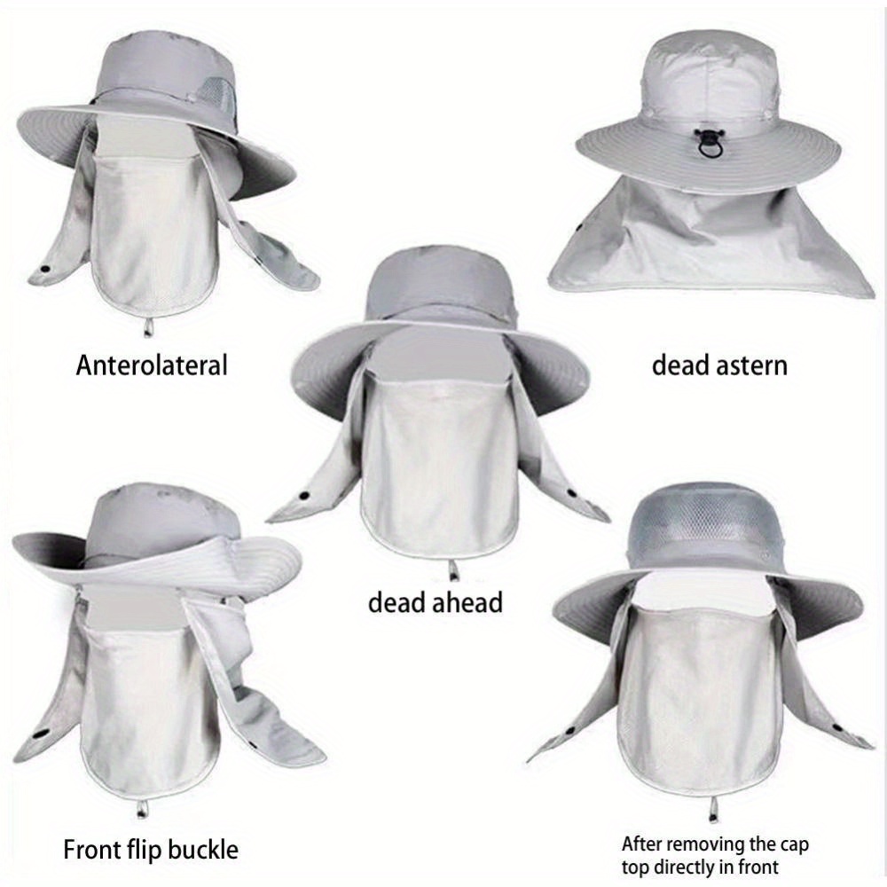 1pc Outdoor Sun Hat With Detachable Face Cover, Quick-drying Wide Brim Hat  With Neck Flap, For Fishing Hiking