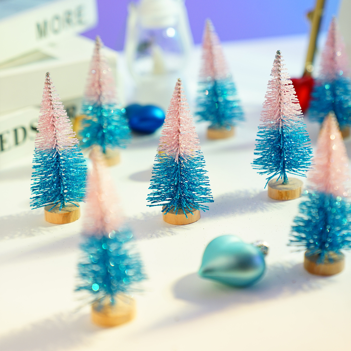 Aq 500pcs White Pine Tree Blue Snow Scene Simple Style Party Decor