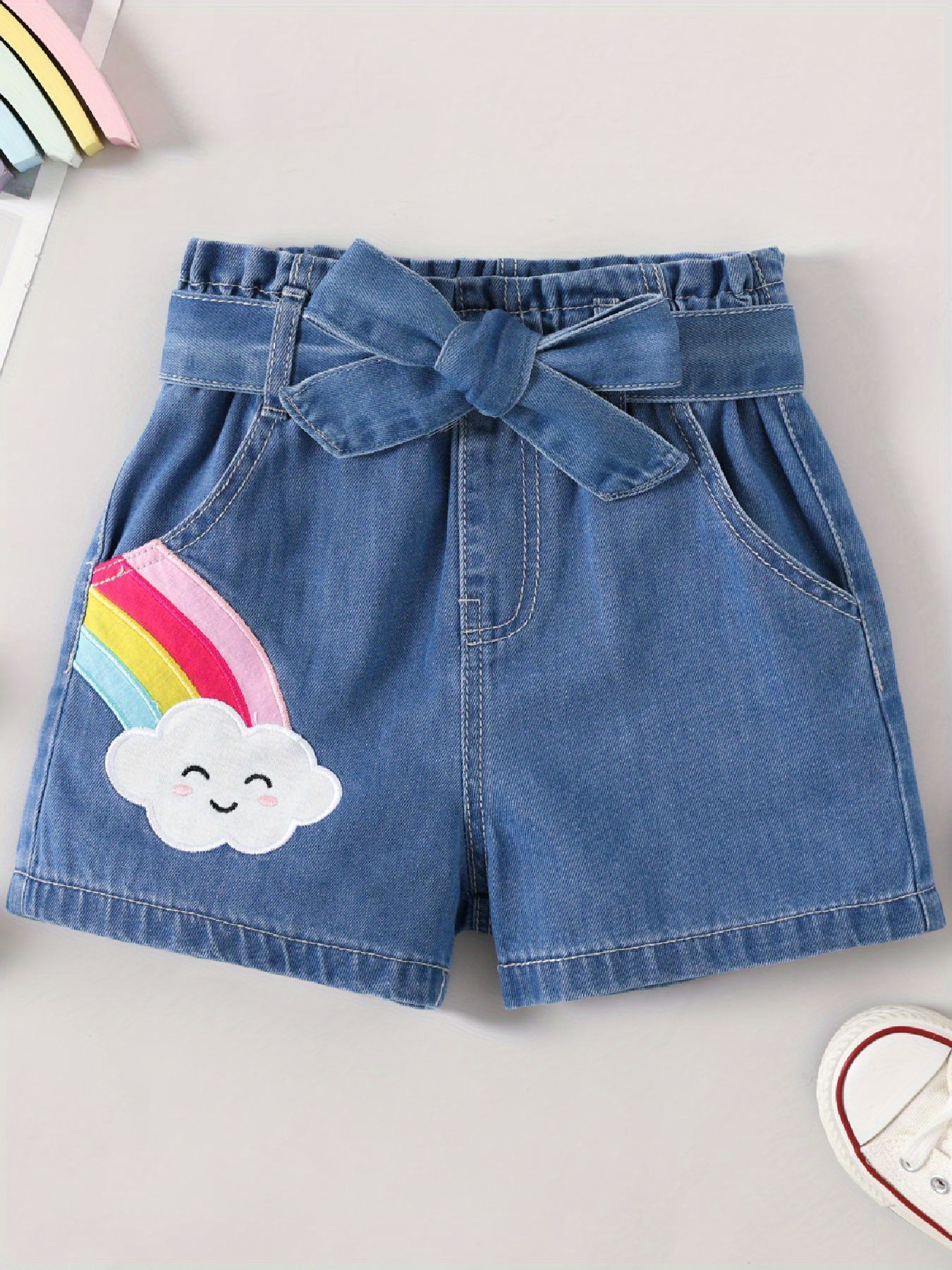 Girl's Boy Shorts Bowknot Decor Elastic Waist Shorts - Temu