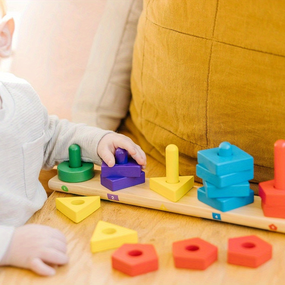 Wooden Stacking Blocks Game, Learn And Play