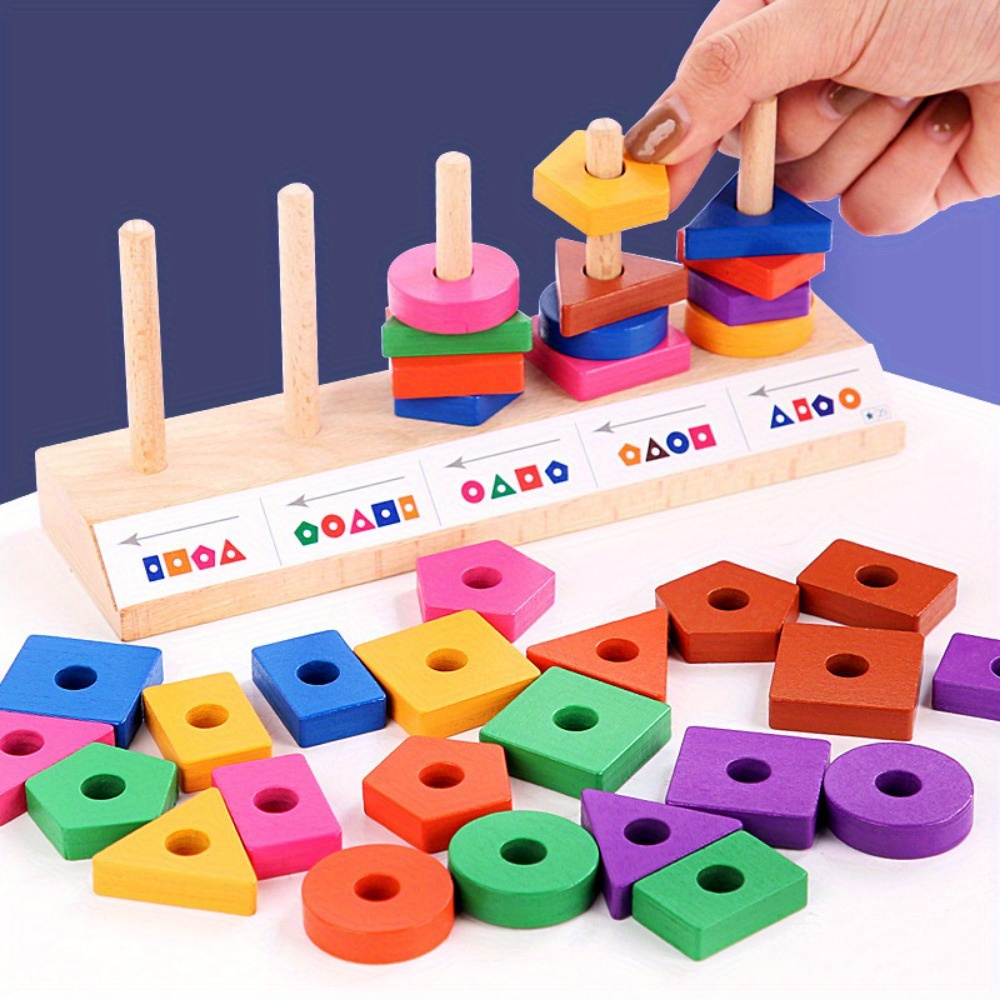 Montessori Toys Wooden Beads Sequencing Toy Stacking Block - Temu