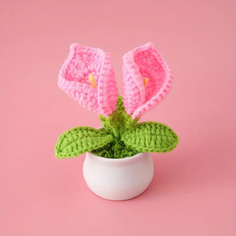 Hand Knitted Calla Lily Flower Bouquet Crochet Flower Simulation