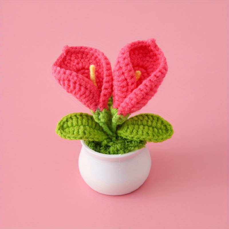 Hand Knitted Calla Lily Flower Bouquet Crochet Flower Simulation Flower Gift