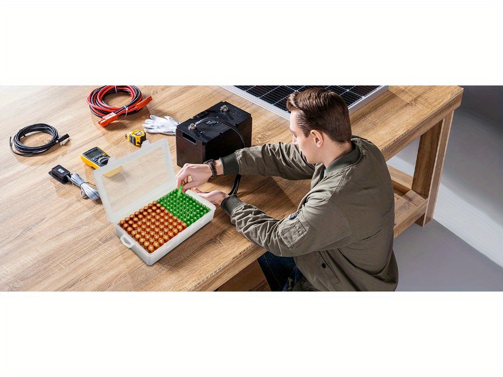 ALCYON Battery Organizer Storage Case, Battery Vault Box Container For 48pcs AA Batteries, Plastic Clear Protective Battery Holder For Travelling/Home/Office (Red, Large