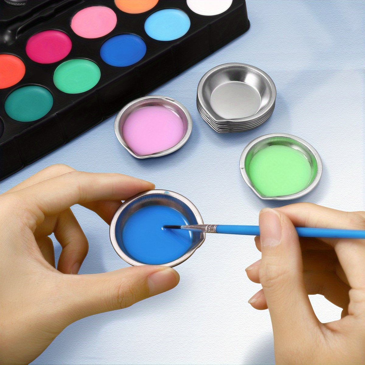 Palettes Simple Metal Color Painting Color Paint Tray Paint - Temu