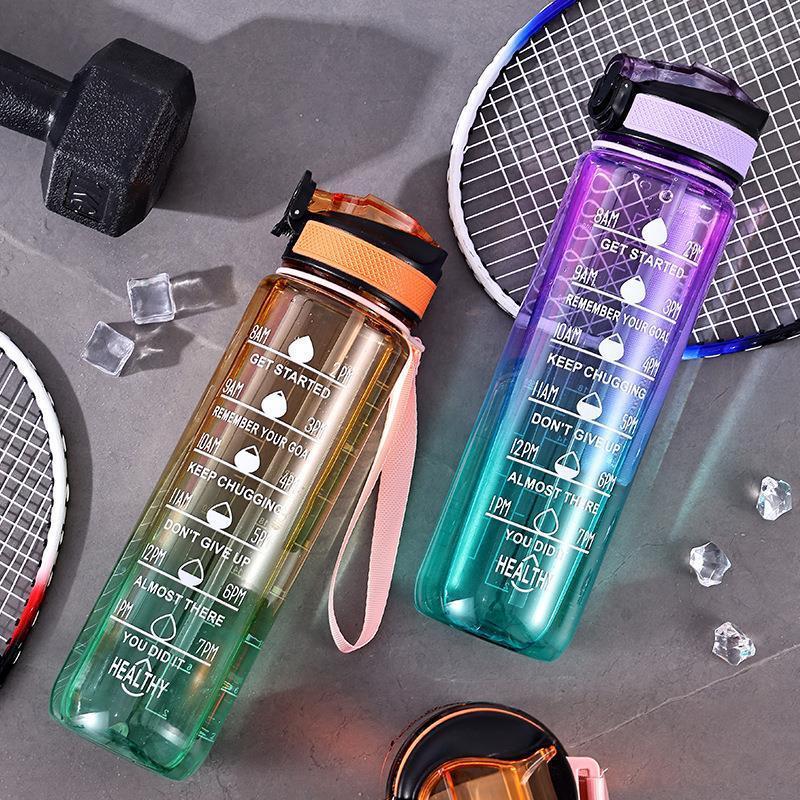 Sports Water Bottle With Straw Gorgeous Gradient Plastic Cup - Temu