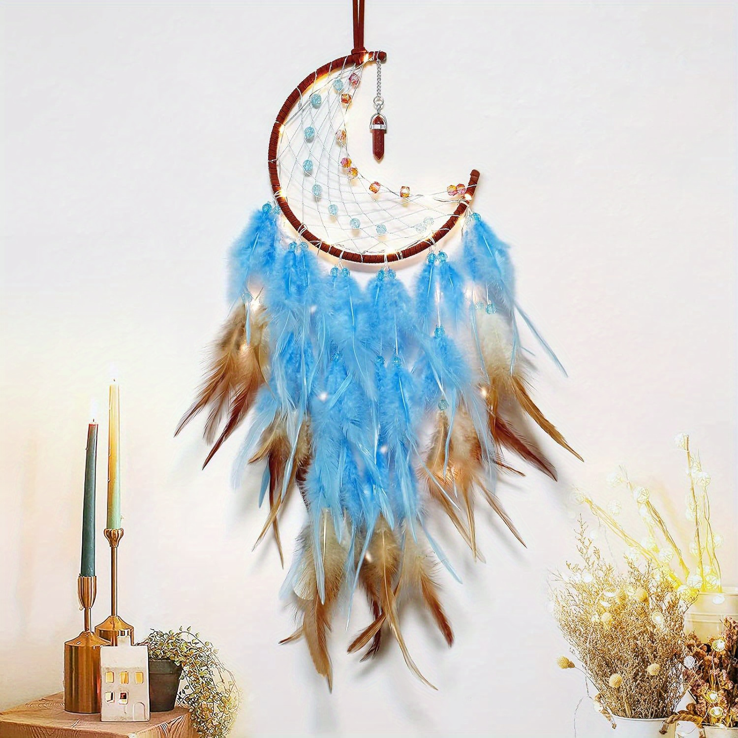 Décorations à Suspendre Mariage - Dream Catcher Paon Décor Plumes