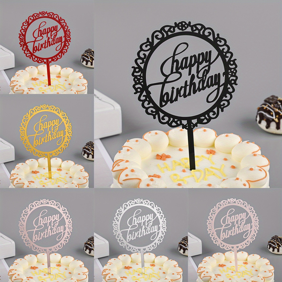 Happy Birthday Cake Topper Decorazioni Per Feste In Acrilico Happy