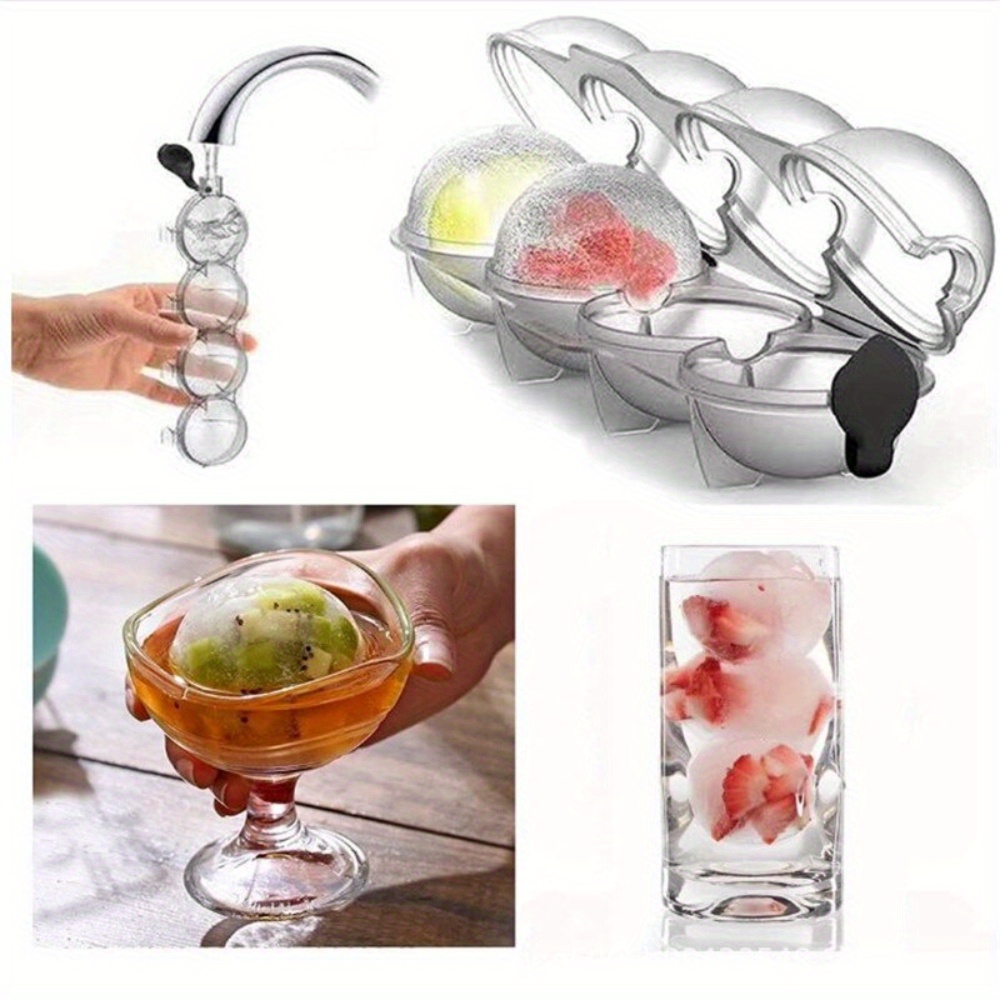 Kitchen Ice Box Ice Cream Maker Tool 4 Hole Cube Makers Round Ice Hockey Ball  Ice Mould Bar Party Articles - Temu