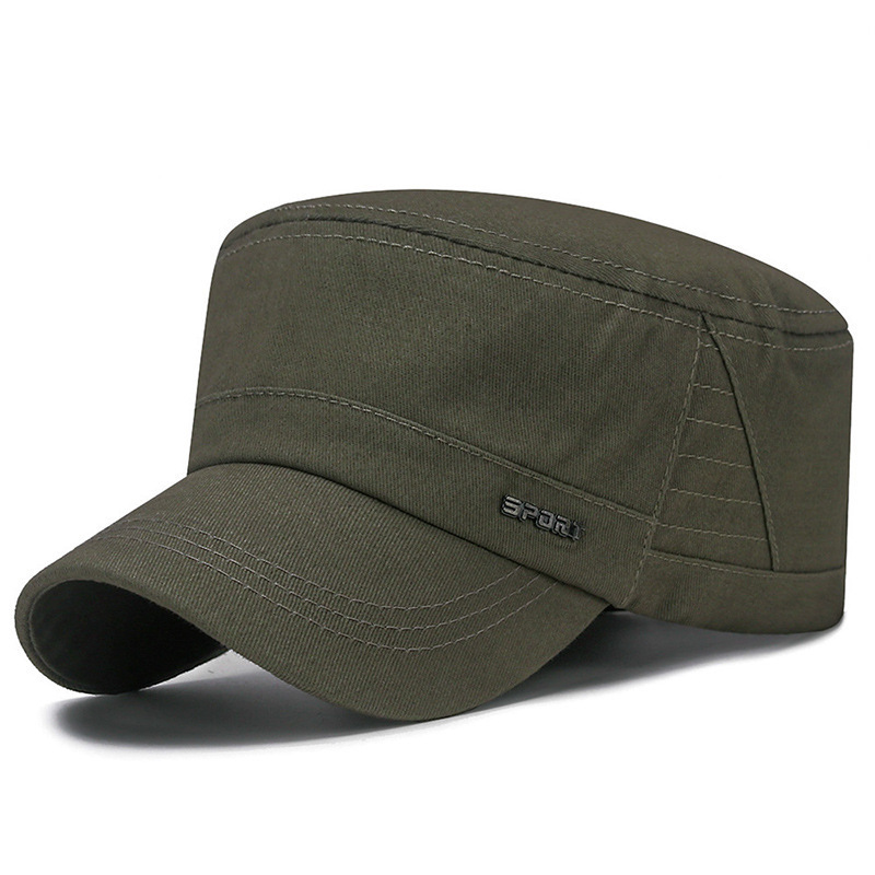Twill Flat Top Peaked Sun Protection Breathable Men's Casual Fashion Cotton Military Hat