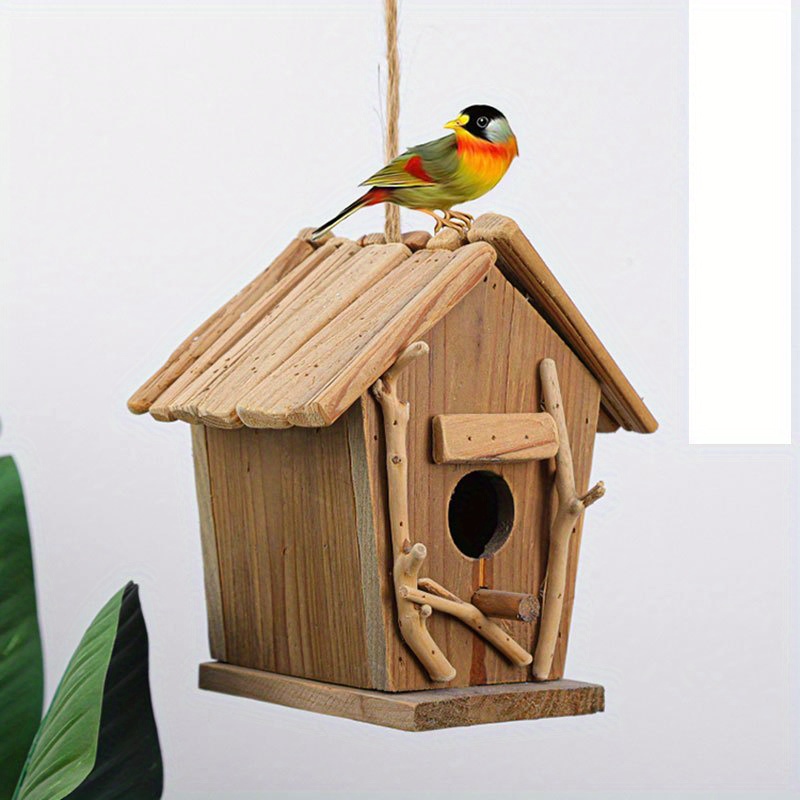 ZNYLX Nid pour Oiseaux Maison D'Oiseau en Bois avec Corde Suspendue  Décoration De Jardinage pour La Maison Oiseau Petit Nid B