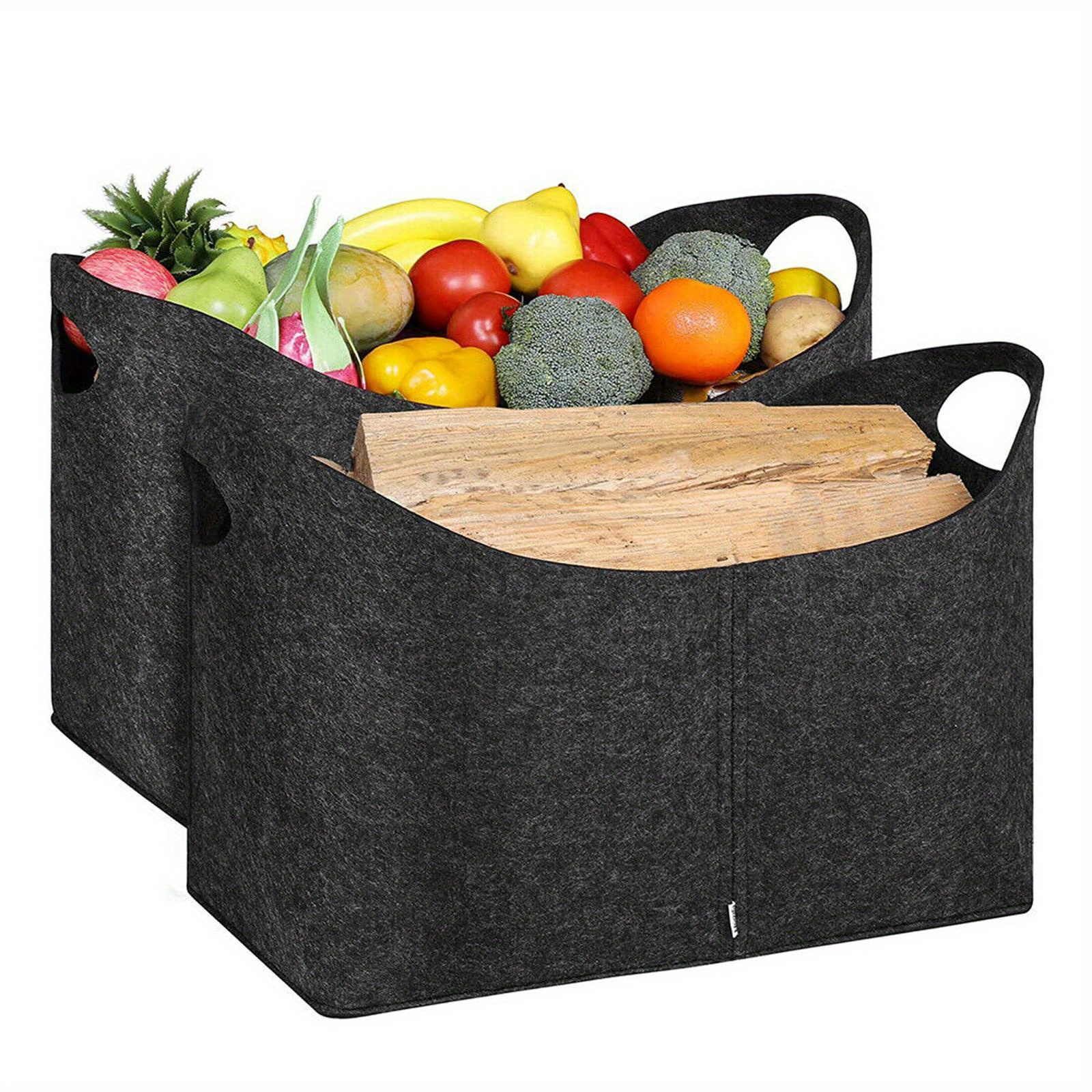 Gray Felt Firewood Basket Firewood Storage Bags Basket Product