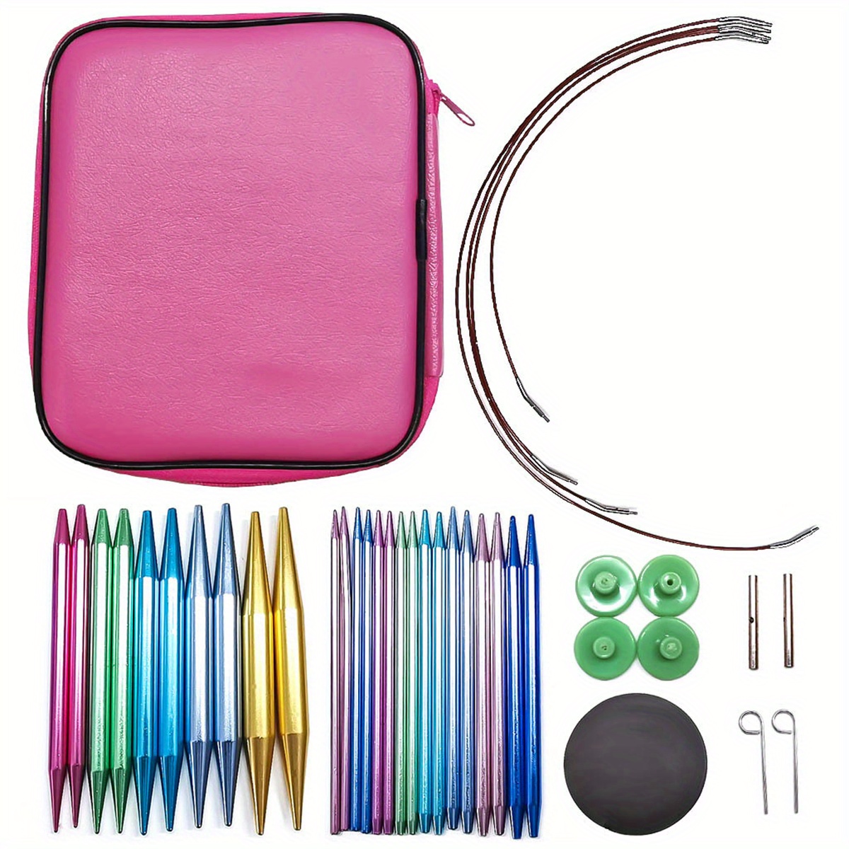 

1set Aluminum Circular Knitting Needles Set Interchangeable Crochet Hooks Weaving Yarn Knitting Craft Tools Accessories Kit Needle (sweater Needle Random Color)