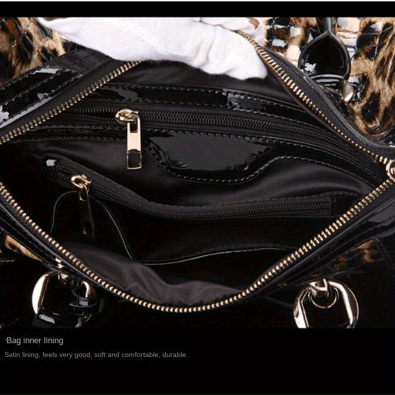 Black tote outlet with leopard lining